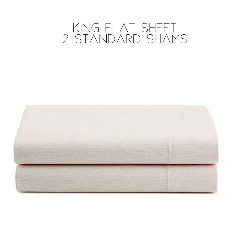 Calvin Klein Blush Gossomer KING Flat Sheet + 2 STANDARD Pillowcases PALE PINK